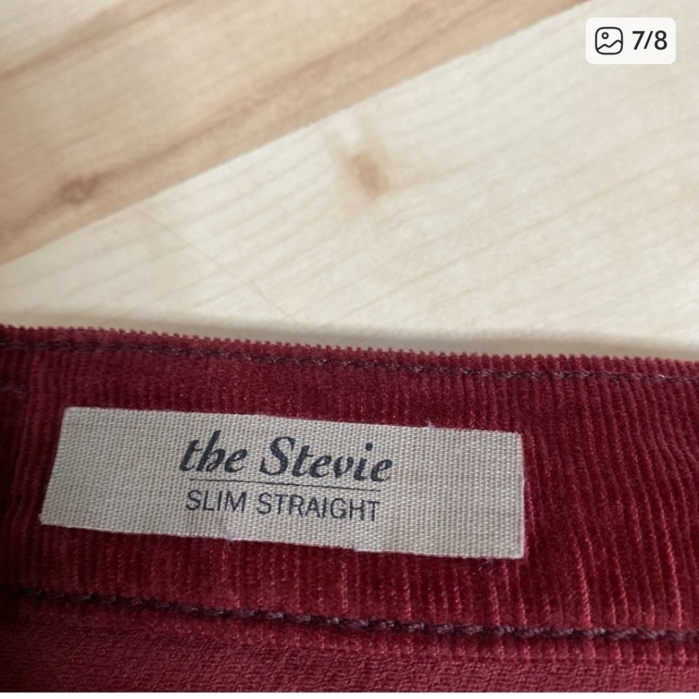 AG Adriano Goldschmied Slim Straight (The Stevie) Cords In Rustic Red. - Picture 8 of 9